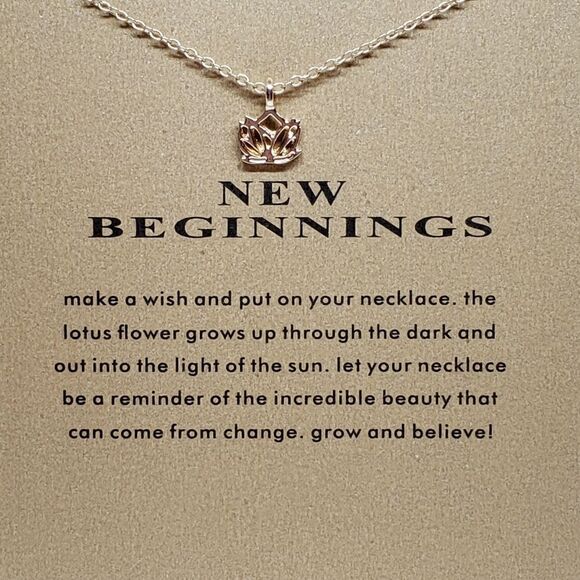 NEW BEGINNINGS LOTUS FLOWER Carded Necklace - Picture 1 of 5